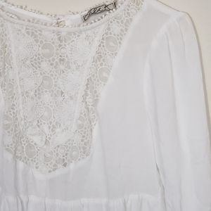 Chloe K Crop Blouse White Boho Embroidered 3/4 Sleeve